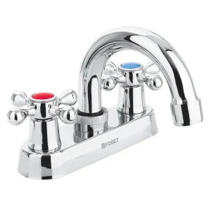Mezcladora p/lavabo,manerales cruceta, cuello curvo, Basic