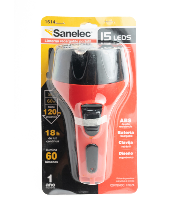 Linterna Recargable Sanelec 15 LEDs portátil