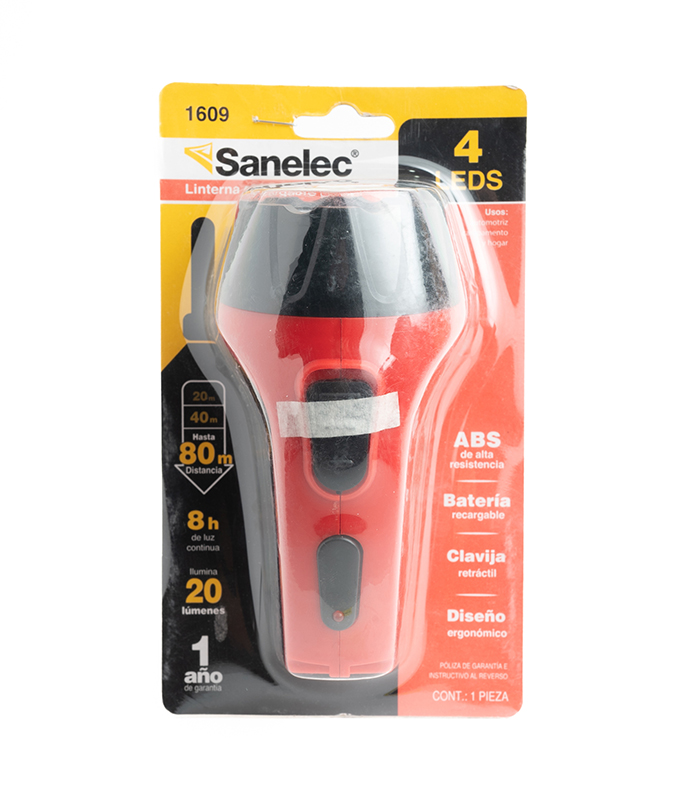 Sanelec Linterna Recargable 4 LEDs