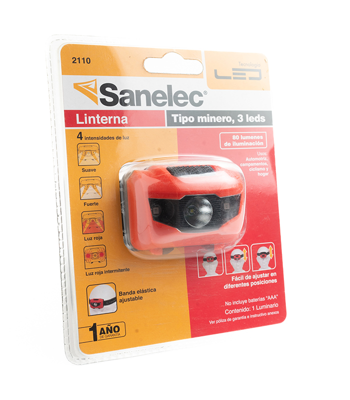 Sanelec Linterna Tipo Minero 3 LEDs